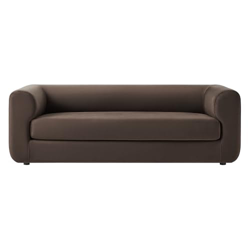 Leif Performance Velvet Upholstered Sofa – 89 Inch Modern Tuxedo Sofa – Comfy 3 Seater Velvet Couch