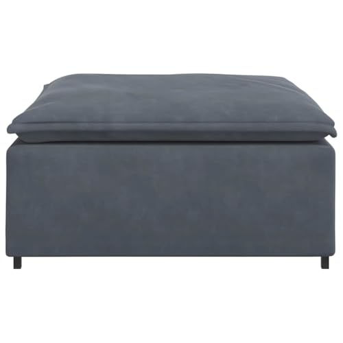 Dark Grey Velvet Modular Sofa Footstool Modern Square Ottoman with Metal Frame and Cushioned Seat for Living Room Space-Saving Single Seating Furniture