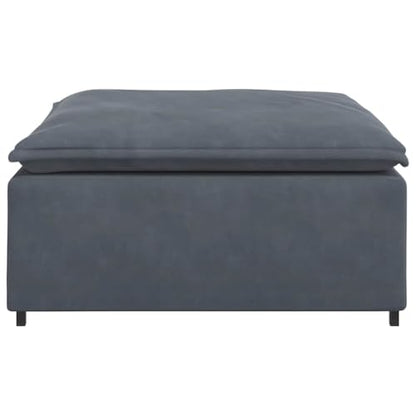 Dark Grey Velvet Modular Sofa Footstool Modern Square Ottoman with Metal Frame and Cushioned Seat for Living Room Space-Saving Single Seating Furniture