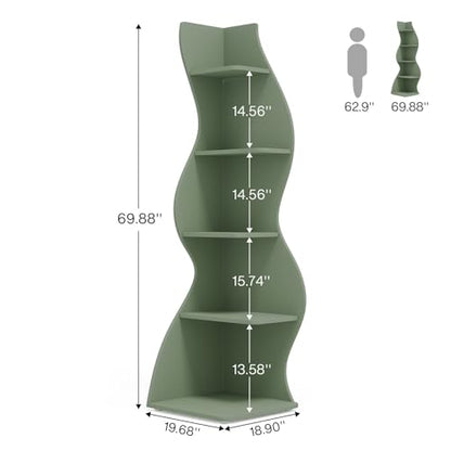 Corner Shelf, Modern 5-Tier Wall Corner Bookshelf, view 5