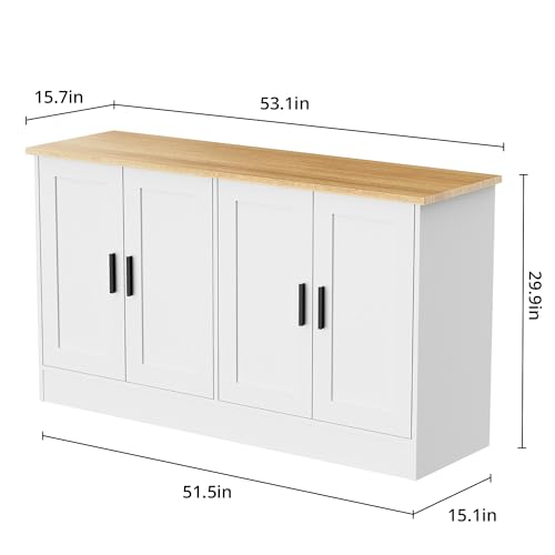 53" White Buffet Cabinet with Storage, view 3