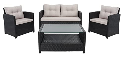 Safa Vieh Black/Light Grey Cushions Patio Set, view 2