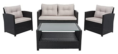 Safa Vieh Black/Light Grey Cushions Patio Set, view 2
