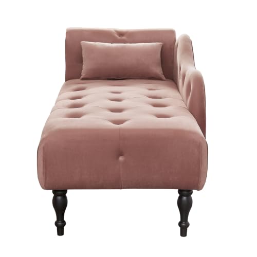60.6" Velvet Chaise Lounge Chair Indoor for Living Room, Rose, view 6
