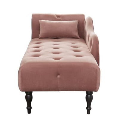 60.6" Velvet Chaise Lounge Chair Indoor for Living Room, Rose, view 6