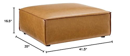 Restore Vegan Leather Sectional Sofa Ottoman in Tan