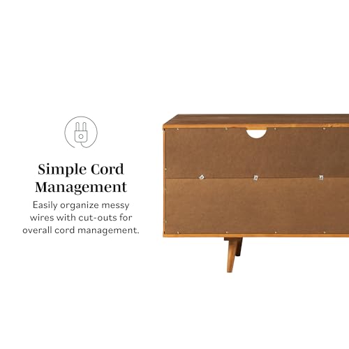 3-Drawer Mid Century Modern Wood TV Stand for TV's up to 65" Flat Screen Cabinet Door Living Room Storage Entertainment Center, 58 Inch, Caramel