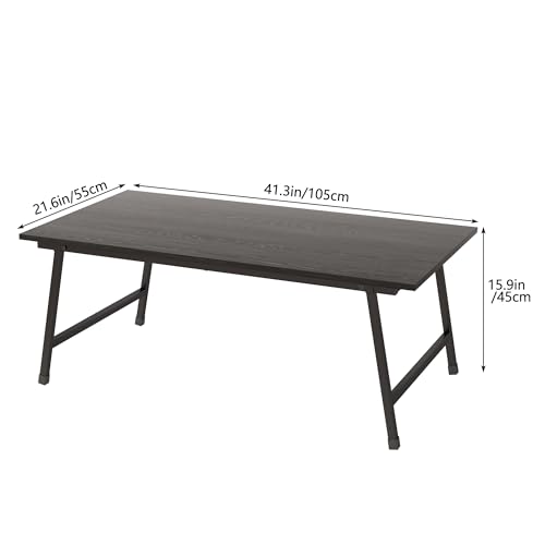 Black Coffee Table Foldable,Center Tables Modern Style, Industrial Wood Tabletop and Metal Frame, Accent Furniture for Home Office, Living Room,End Table,Tea Table, No Assembly
