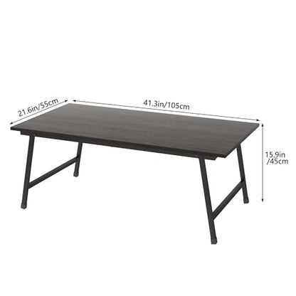 Black Coffee Table Foldable,Center Tables Modern Style, Industrial Wood Tabletop and Metal Frame, Accent Furniture for Home Office, Living Room,End Table,Tea Table, No Assembly