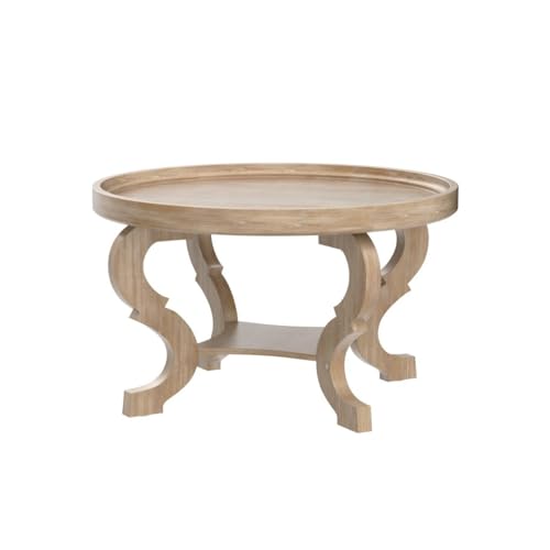 Althea Faux Wood Circular Coffee Table, Nature