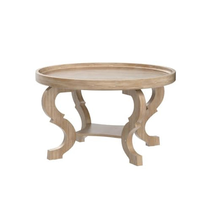 Althea Faux Wood Circular Coffee Table, Nature