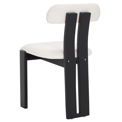 SAFAVIEH Home Collection Cayde Modern Cream Boucle Seat & Black Solid Wood Dining Chair