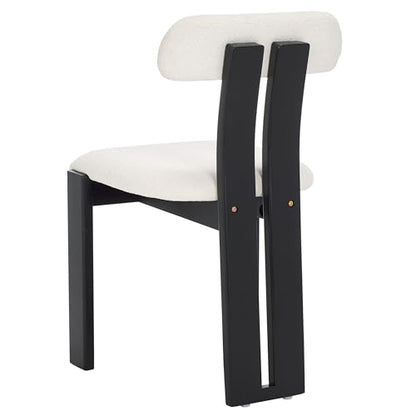 SAFAVIEH Home Collection Cayde Modern Cream Boucle Seat & Black Solid Wood Dining Chair