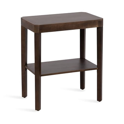 Talcott Modern Rectangle Wood Side Table; 22 x 14 x 26; Dark Brown; Transitional Decorative Two-Tier End Table for Use as a Bedroom Nightstand or Living Room Accent