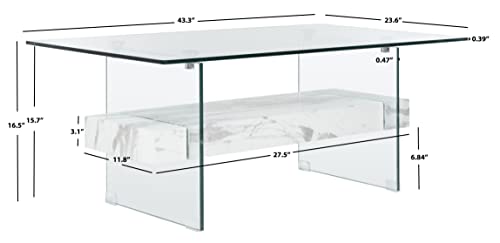 SAFAVIEH Kayley Wood Coffee Table, 43.3" Modern Glass/White COF7004E, view 4