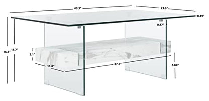 SAFAVIEH Kayley Wood Coffee Table, 43.3" Modern Glass/White COF7004E, view 4