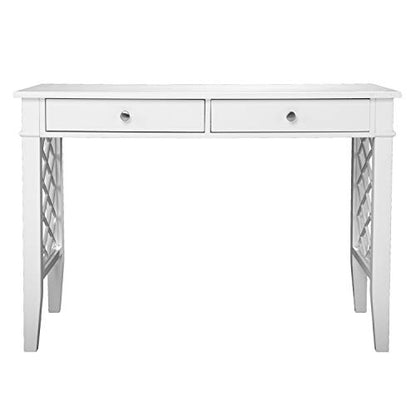 Glenburg Writing Desk - Transitional Design, White Iron and Wood - Ideal for Home Office, Living Room (HO1094137)