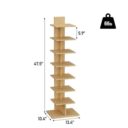 Book Shelf, Narrow Spine Bookshelf, 8-Tier Bookcase for Small Space, view 3