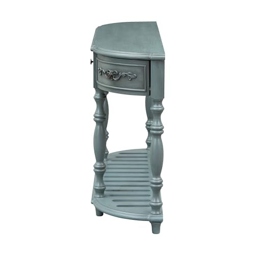 Knocbel Vintage Entry Console Table with 4 Storage Drawers and Open Slatted Shelf, Entryway Hallway Foyer Sofa Table with Legs, Easy Assembly (Antique Blue)