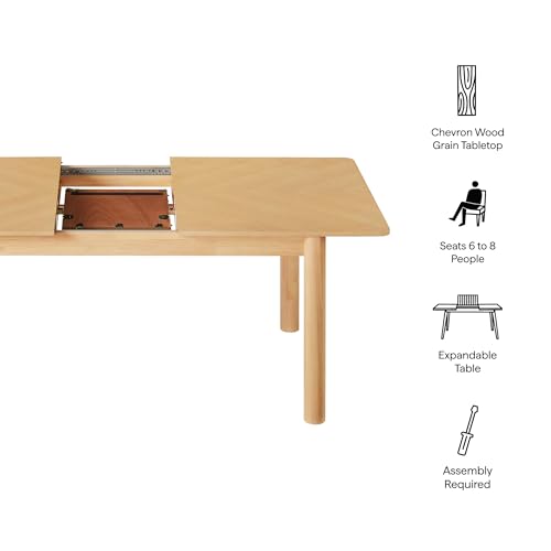 Alba Extendable Dining Table Solid Wood Oak Finish Modern Kitchen Room Entertaining Home Furniture Quality Stylish Elegant Durable Refined Versatile Contemporary