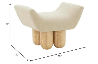 SAFAVIEH Couture Collection Giancarlo Light Brown Boucle/Natural Upholstered Ottoman (Fully Assembled)