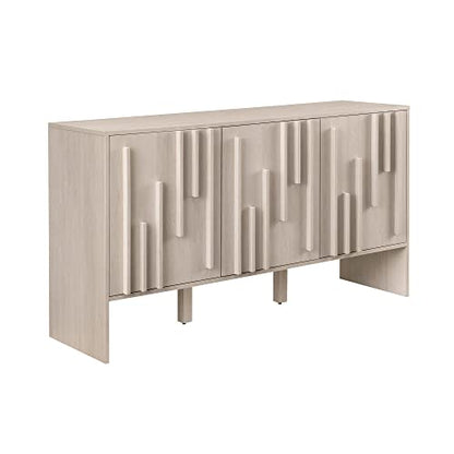 Contemporary Detailed 3-Door Sideboard 55 Inch Ivory Oak