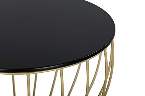 Elle Décor Cami Modern Hourglass End Table, Metal Side Table with Metal Top, or Coffee Table for Living Room, Decorative Round Accent Nightstand for Bedroom (Gold/Black), 23.75in (H)