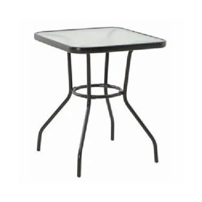 Sunny Isles 24 Inch Outdoor Patio Bistro Dining Table Backyard Squared Furniture with Tempered Glass Tabletop, Black