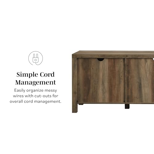 Georgetown Modern Farmhouse Double Barn Door TV Stand for TVs up to 80 Inches, 70 Inch, Rustic Oak, Without Fireplace, 15.75 x 70 x 24 inches