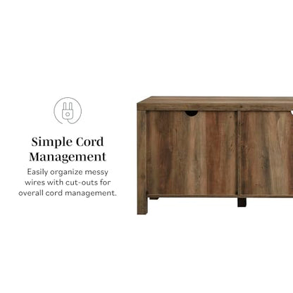 Georgetown Modern Farmhouse Double Barn Door TV Stand for TVs up to 80 Inches, 70 Inch, Rustic Oak, Without Fireplace, 15.75 x 70 x 24 inches