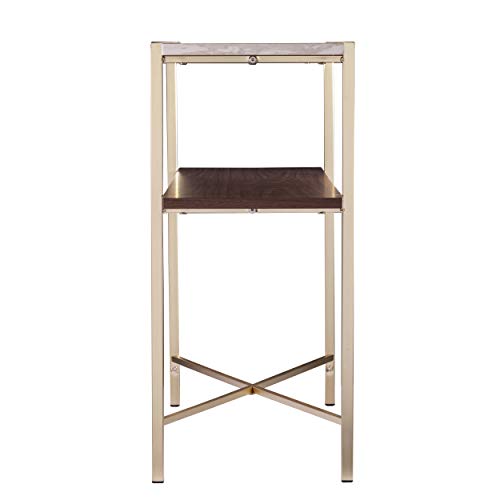 Ardmillan Two-Tier Faux Marble Top 47.25" Console Table, Brass/Dark Tobacco/White