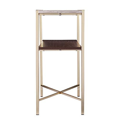 Ardmillan Two-Tier Faux Marble Top 47.25" Console Table, Brass/Dark Tobacco/White