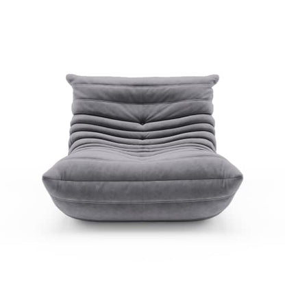 Fireside Lounge Chair, Soft Suede Grey Bean Bag Couch for Living Room, Office