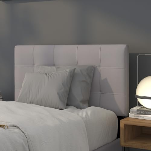 Bedford Tufted Upholstered Twin Size Headboard in Light Gray Fabric, view 2