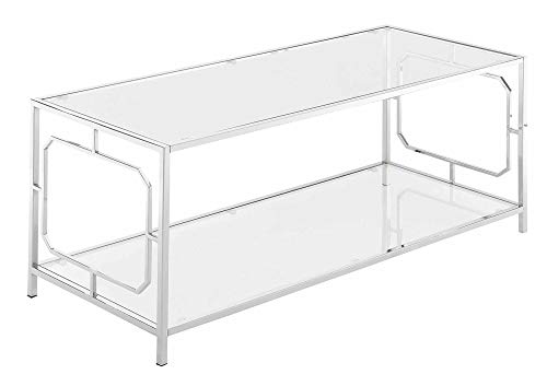 Omega Chrome Coffee Table, Clear Glass / Chrome Frame