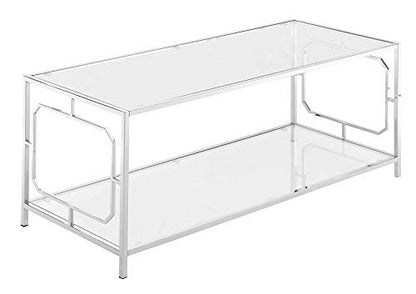 Omega Chrome Coffee Table, Clear Glass / Chrome Frame