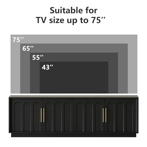 67" Modern TV Stand for 75 Inch TV Living Room, Black, view 6