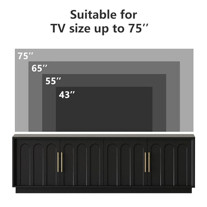 67" Modern TV Stand for 75 Inch TV Living Room, Black, view 6