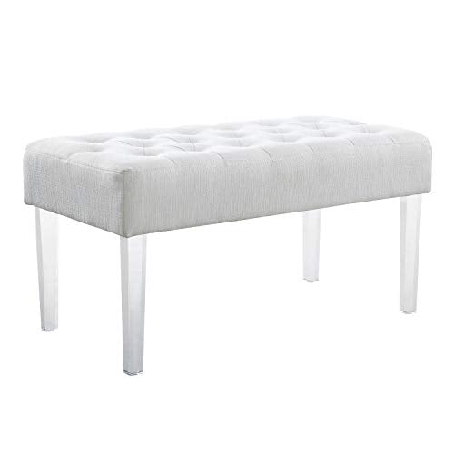 Ella Glitz Acrylic Leg Bench, 35"Wx17"Dx18"H, White