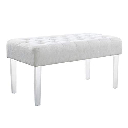 Ella Glitz Acrylic Leg Bench, 35"Wx17"Dx18"H, White