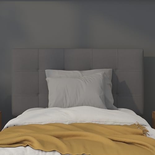 Quilted Tufted Upholstered Twin Size Headboard in Dark Gray Fabric