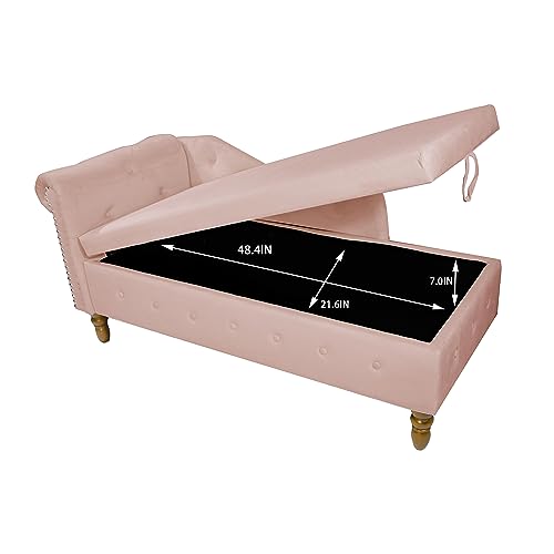 Majnesvon Velvet Chaise Lounge with Storage, Classic Style with Pillow, view 5