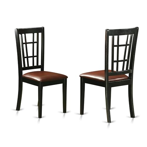 Nicoli 39" Faux Leather Dining Chairs in Black (Set of 2)