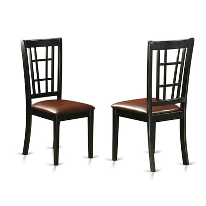 Nicoli 39" Faux Leather Dining Chairs in Black (Set of 2)