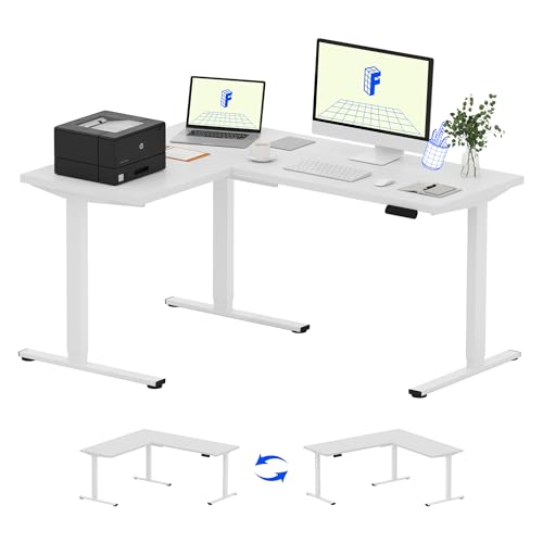 FLEXISPOT 63 x 48 Reversible L-Shaped Corner Standing Desk, White, view 2