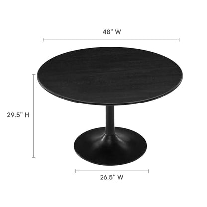 Lippa 48Inch Round Dining Table Solid Wood Black Finish Modern Kitchen Room Entertaining Home Furniture Quality Stylish Elegant Durable Refined Versatile Contemporary