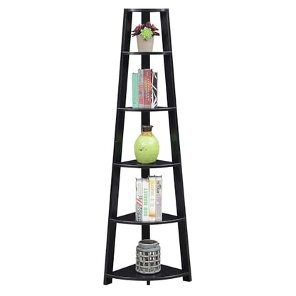 Newport 5 Tier Corner Bookcase, Black