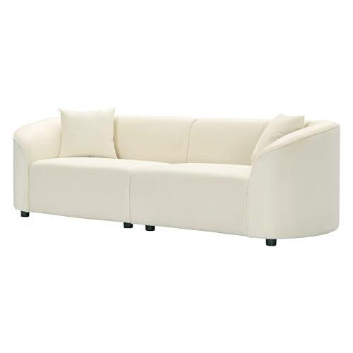 87" Large Couch, Comfy Upholstered Loveseat with Extra Deep Seats, Velvet Sofa for Living Room Apartment Office, Beige