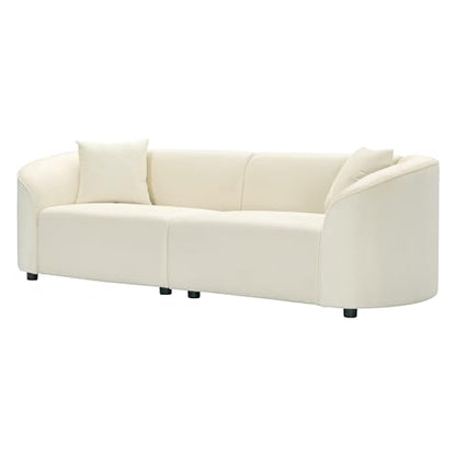 87" Large Couch, Comfy Upholstered Loveseat with Extra Deep Seats, Velvet Sofa for Living Room Apartment Office, Beige
