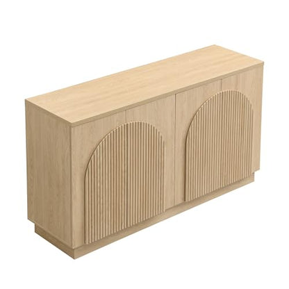 110" Fluted Wood Sideboard Buffet Cabinet with Storage, Natural, view 8
